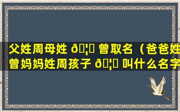 父姓周母姓 🦍 曾取名（爸爸姓曾妈妈姓周孩子 🦋 叫什么名字）